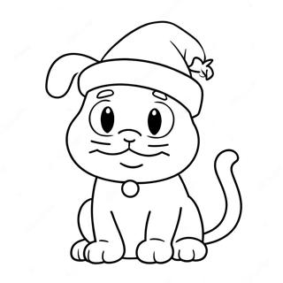 Page à colorier Garfield avec Chapeau de Père Noël | Page de coloriage Garfield Noël