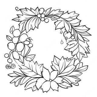 Page à colorier Couronne de Houx Festive | Page de coloriage Houx