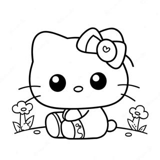 Page à colorier Hello Kitty Zombie mignonne | Page de coloriage Hello Kitty Zombie