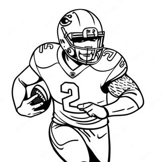 Page à colorier de Derrick Henry courant avec un ballon de football | Page de coloriage Derrick Henry