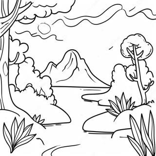 Page à colorier de scènes de nature apaisantes | Page de coloriage Anxiété