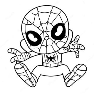 Page à colorier de Spiderman chibi | Page de coloriage Chibi Spiderman