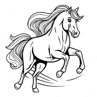 Page à colorier de cheval arabe majestueux en mouvement | Page de coloriage Cheval arabe