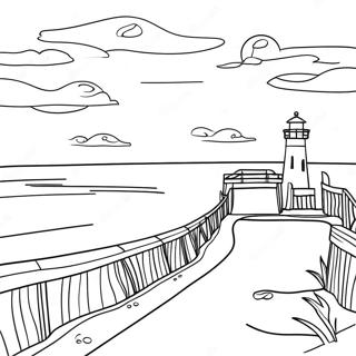 Page à colorier de coucher de soleil aux Outer Banks | Page de coloriage Outer Banks