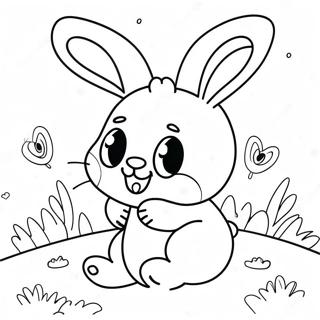 Page à colorier du mignon lapin sautant | Page de coloriage Hop