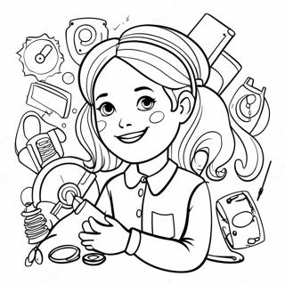 Page à colorier Ada Twist avec Ses Inventions | Page de coloriage Ada Twist