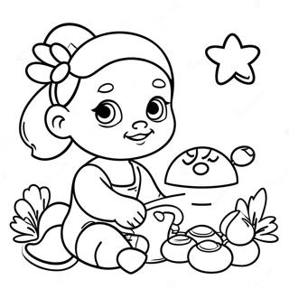 Page à colorier Bébé Jasmine Jouant avec des Jouets | Page de coloriage Bébé Jasmine