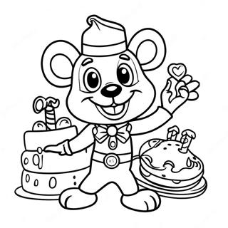Page à colorier de fête d'anniversaire de Chuck E Cheese | Page de coloriage Chuck E Cheese