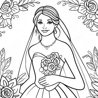 Page à colorier Belle Mariée en Robe de Mariée | Page de coloriage Mariée