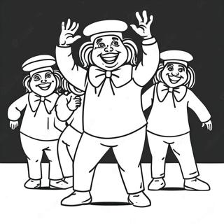 Page à colorier Oompa Loompa joyeux en train de danser | Page de coloriage Oompa Loompa