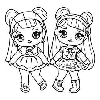 Page à colorier poupées LOL OMG en tenues amusantes | Page de coloriage LOL OMG