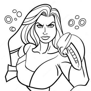 Page à colorier She Hulk en action | Page de coloriage She Hulk