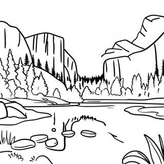 Page à colorier du parc national de Yosemite | Page de coloriage Yosemite