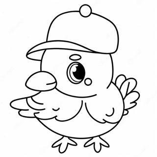 Page à colorier de mignon pigeon avec un chapeau | Page de coloriage Le Pigeon