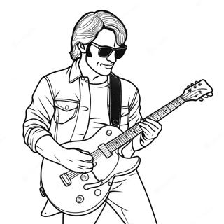 Page à colorier d'un guitariste rock n roll | Page de coloriage Rock n Roll