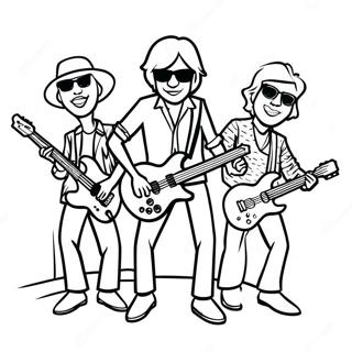 Page à colorier d'un groupe de rock n roll sur scène | Page de coloriage Rock n Roll