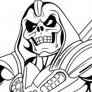 Skeletor avec un sourire menaçant page à colorier | Page de coloriage Skeletor