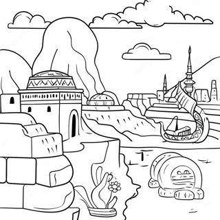 Page à colorier de la civilisation ancienne de Mésopotamie | Page de coloriage Mésopotamie