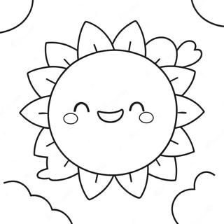 Page à colorier du soleil joyeux | Page de coloriage Facile Positif