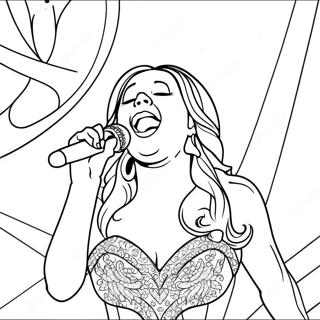 Page à colorier Mariah Carey chantant sur scène | Page de coloriage Mariah Carey