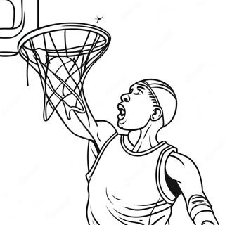 Page à colorier d'un joueur de basket qui dunk | Page de coloriage Logo NBA
