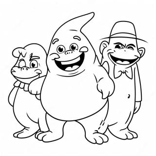 Page à colorier de Grimace avec des amis | Page de coloriage Grimace