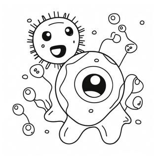 Page à colorier de bactéries de dessin animé mignonnes | Page de coloriage Bactéries