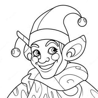 Page à colorier du bouffon drôle avec un chapeau coloré | Page de coloriage Bouffon