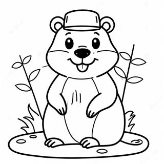 Page à colorier du castor canadien mignon | Page de coloriage Canada