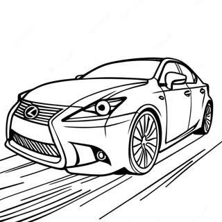 Page à colorier d'une Lexus en mouvement | Page de coloriage Lexus