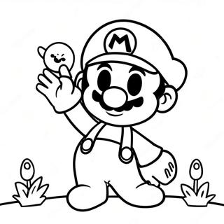Page à colorier Mario pour la Saint-Valentin | Page de coloriage Mario Saint-Valentin