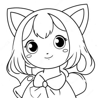 Page à colorier Fille Anime mignonne avec des oreilles de chat | Page de coloriage Fille Anime