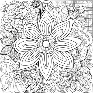 Page à colorier de fleur complexe | Page de coloriage Fleur Dure