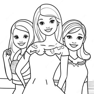 Page à colorier Barbie Skipper avec des amis | Page de coloriage Barbie Skipper