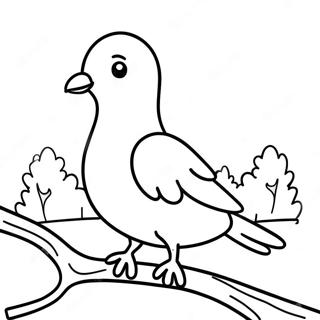 Page à colorier Mignon Pigeon Assis sur une Branche | Page de coloriage Pigeon