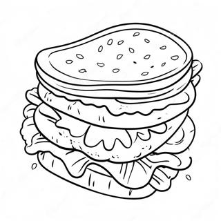 Page à colorier : Sandwich délicieux | Page de coloriage Déjeuner