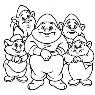 Page à colorier : Sept nains | Page de coloriage Sept nains