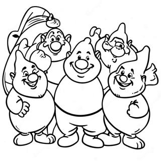 Page à colorier des Sept Nains Heureux | Page de coloriage Sept nains