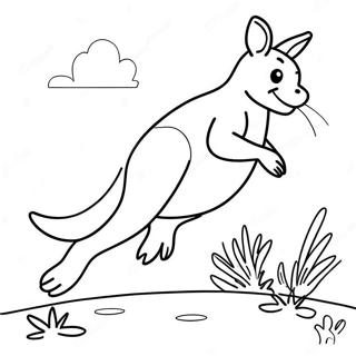 Page à colorier kangourou sautant | Page de coloriage Lettre K