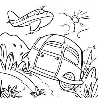 Page à colorier d'une aventure de voyage passionnante | Page de coloriage Voyage