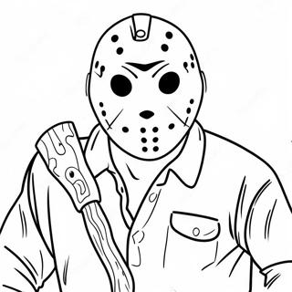 Page à colorier de Jason effrayant du vendredi 13 | Page de coloriage Vendredi 13