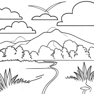 Page à colorier d'un beau paysage de l'Oklahoma | Page de coloriage Oklahoma
