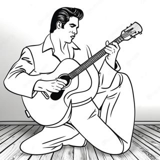 Page à colorier Elvis en chaussures en daim bleu | Page de coloriage Elvis