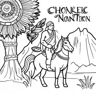 Page à colorier de la Nation Cherokee | Page de coloriage Cherokee