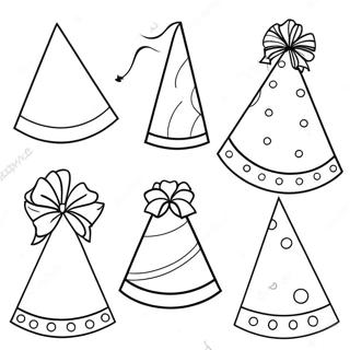 Page à colorier de chapeaux de fête colorés | Page de coloriage Fête