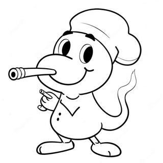 Page à colorier d'un personnage de dessin animé fumant une pipe | Page de coloriage Anti-tabac