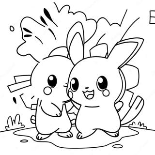 Page à colorier de la scène de bataille colorée de Fusion Pokémon | Page de coloriage Fusion Pokemon