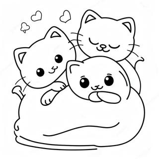 Page à colorier Bébés Chats Mignons Dormant | Page de coloriage Sieste de chat