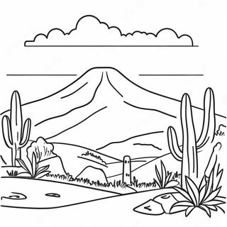 Page à colorier paysage marocain avec montagnes | Page de coloriage Maroc