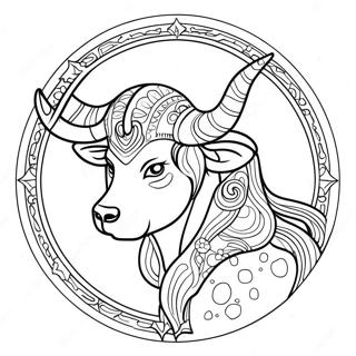 Page à colorier signe du zodiaque Taureau | Page de coloriage Taureau